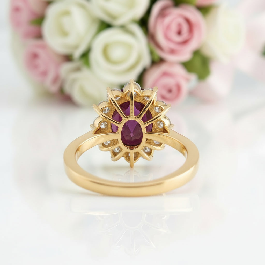 Solid 14k Yellow Gold 3.0 Ct Ruby with Diamond Option Engagement Ring-Black Diamonds New York