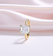 Solid 14K Yellow Gold 7*9mm Emerald Cut Diamond Solitaire Engagement Ring-Black Diamonds New York