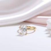 Solid 14K Yellow Gold 7*9mm Emerald Cut Diamond Option Solitaire Engagement Ring-Black Diamonds New York