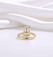 Solid 14K Yellow Gold 7*9mm Emerald Cut Diamond Solitaire Engagement Ring-Black Diamonds New York