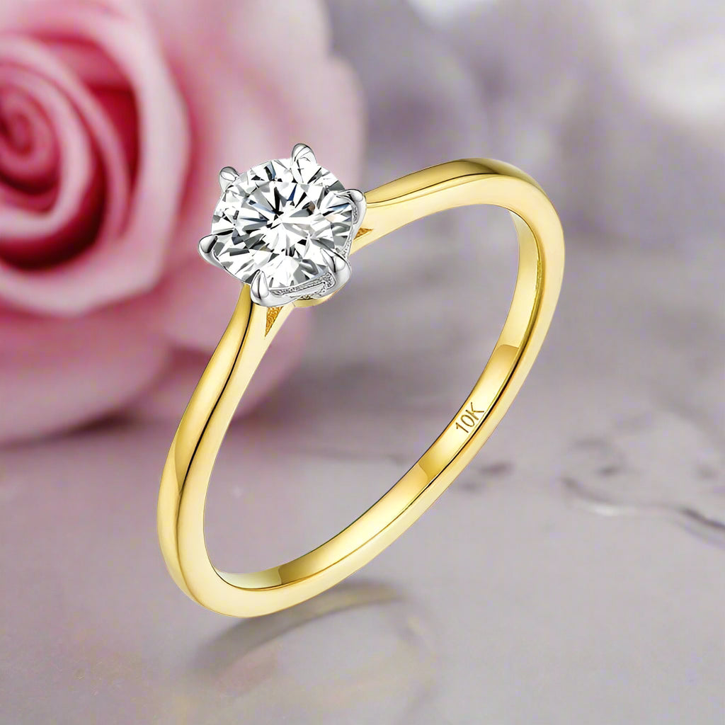 Solid 14k Yellow Gold Solitaire Diamond Ring-Black Diamonds New York