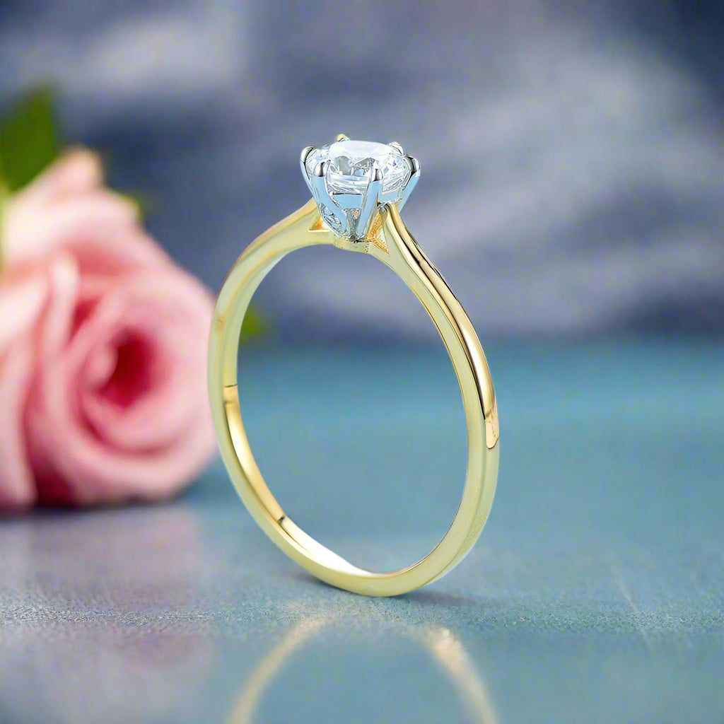 Solid 14k Yellow Gold Solitaire Diamond Ring-Black Diamonds New York