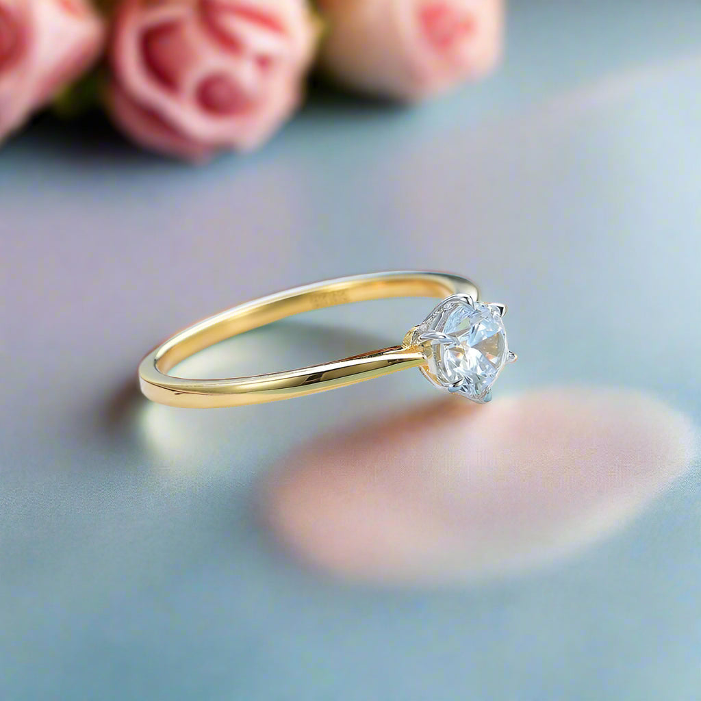 Solid 14k Yellow Gold Solitaire Diamond Ring-Black Diamonds New York