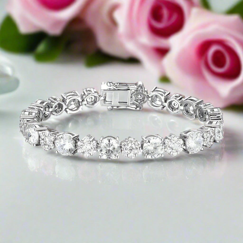 Solid 18k White Gold Diamond Tennis Bracelet-Black Diamonds New York