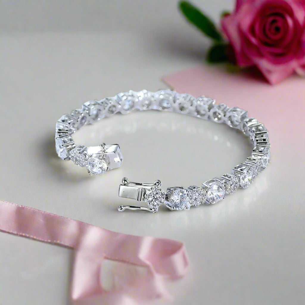 Solid 18k White Gold Diamond Tennis Bracelet-Black Diamonds New York