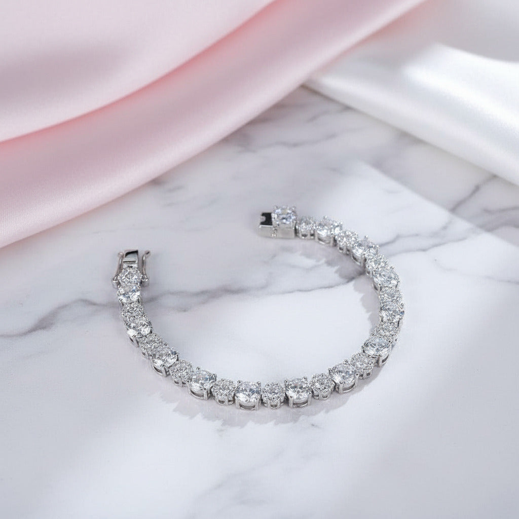 Solid 18k White Gold Diamond Option Tennis Bracelet-Black Diamonds New York