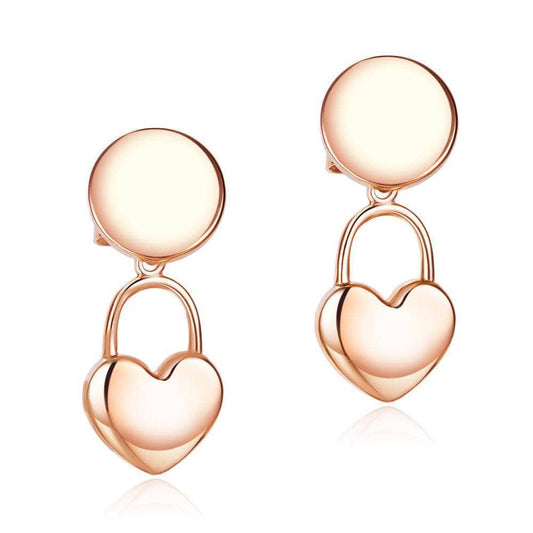 Solid 18K/750 Rose Gold Dangle Heart Earrings - Black Diamonds New York