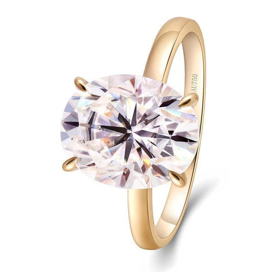 Solid Yellow Gold 3.0ct Oval Cut Diamond Engagement Ring-Black Diamonds New York