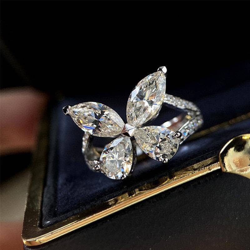 Simulated Diamond Butterfly Design Promise Ring-Black Diamonds New York