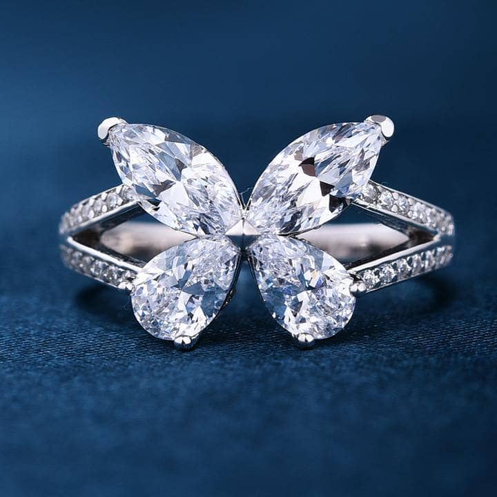 Simulated Diamond Butterfly Design Promise Ring-Black Diamonds New York