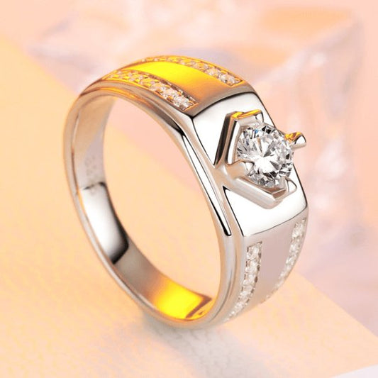Sona Simulated Diamond Men's Wedding Ring-Black Diamonds New York