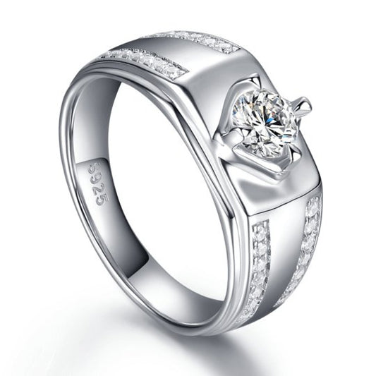 Sona Simulated Diamond Men's Wedding Ring-Black Diamonds New York