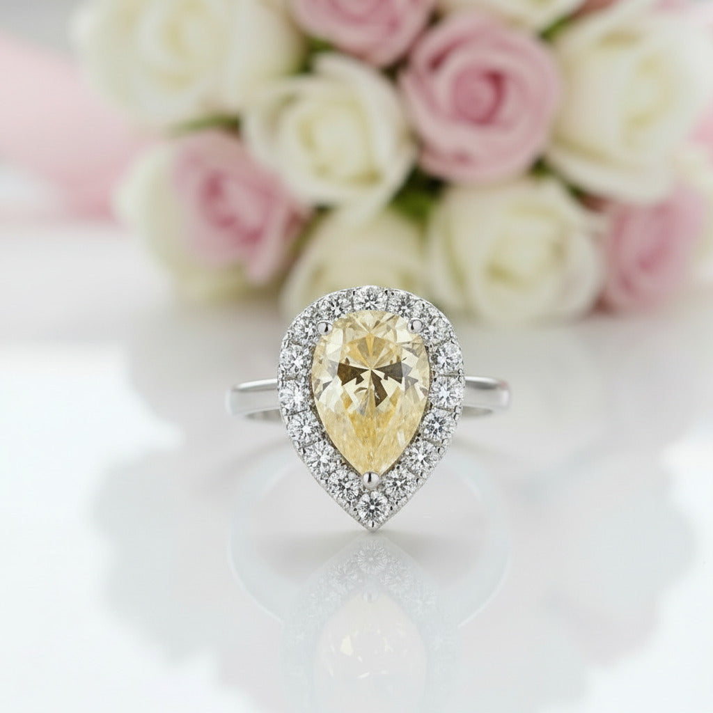 Pear Cut Diamond Option Halo Engagement Ring-Black Diamonds New York