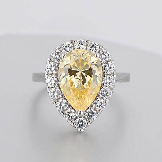 Sona Simulated Diamond Pear Cut Halo Engagement Ring-Black Diamonds New York
