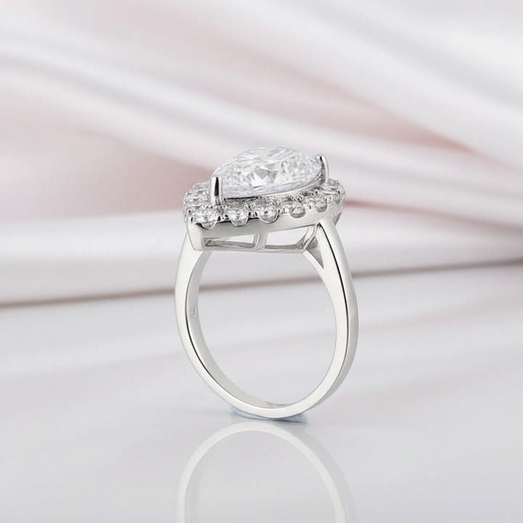 Pear Cut Diamond Option Halo Engagement Ring-Black Diamonds New York