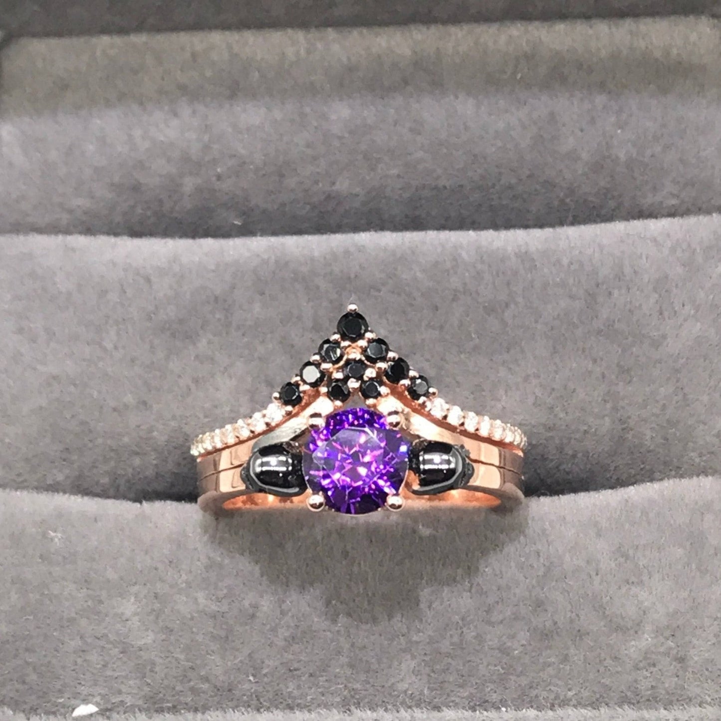 9 Сarat Grey Purple Thunderstorm Spinel Black Diamonds 14 Karat Gold Ring  at 1stDibs | thunderstorm stone, cushion slice thunder, black ring with  purple stone