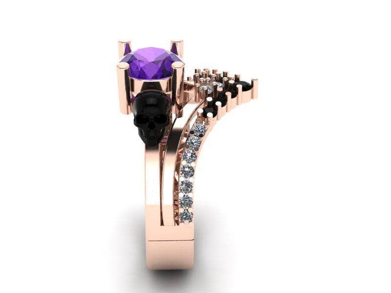 Soulmate- 1ct Violet Round Cut Created Diamond Gothic Ring-Black Diamonds New York