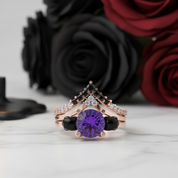 Soulmate- 1ct Violet Round Cut Created Diamond Gothic Ring-Black Diamonds New York