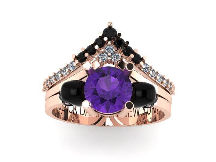 Soulmate- 1ct Violet Round Cut EVN™ Diamond Gothic Ring - Black Diamonds New York