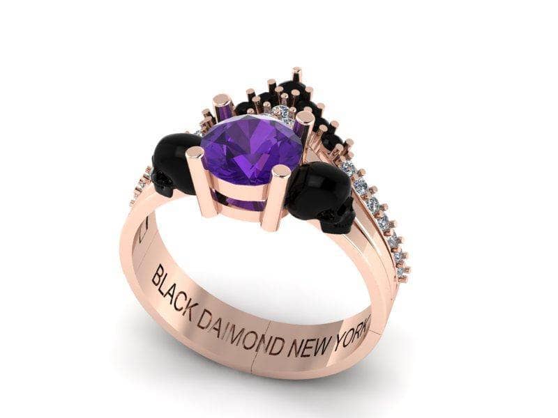 Soulmate- 1ct Violet Round Cut EVN™ Diamond Gothic Ring-Black Diamonds New York