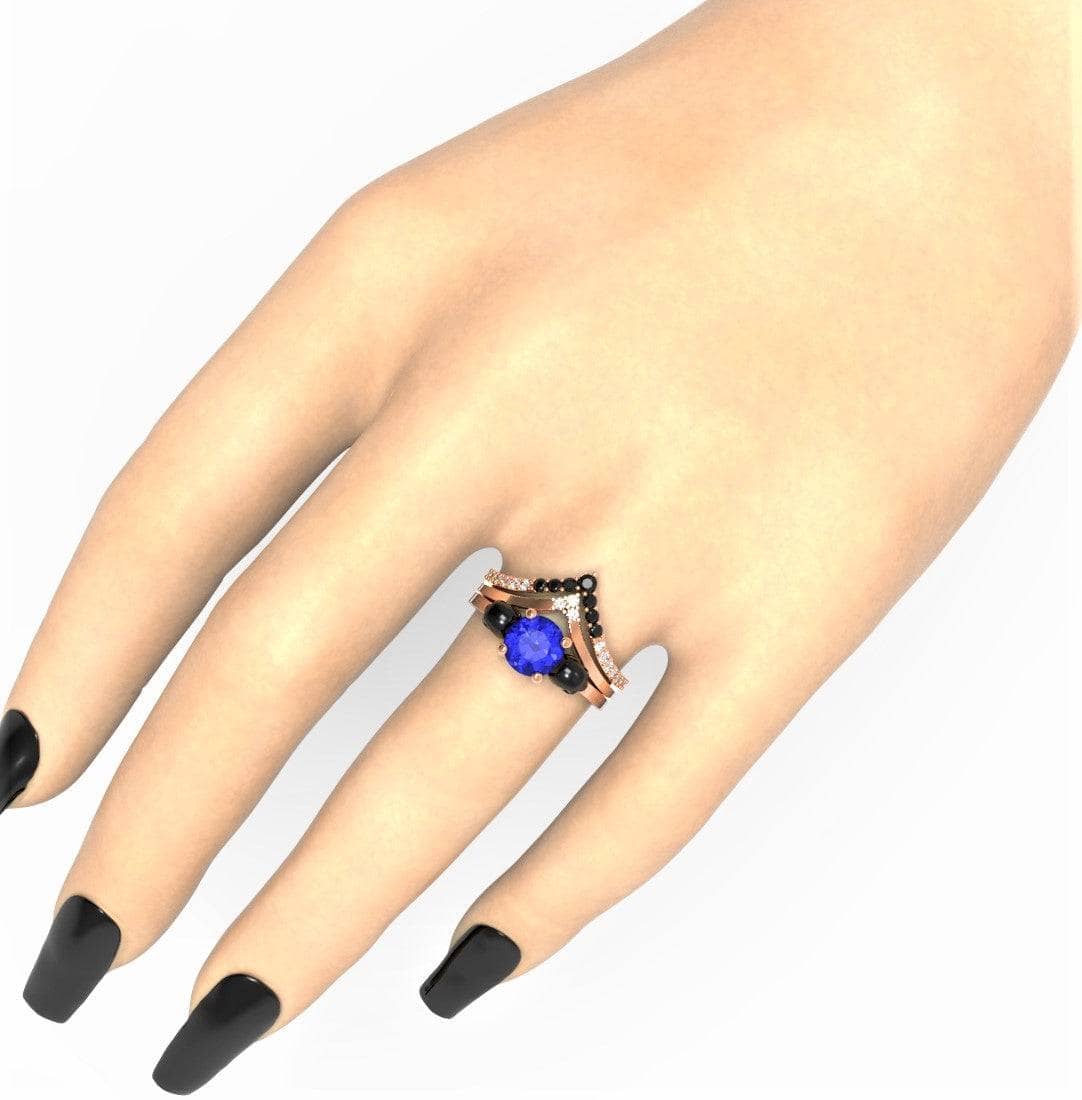 Soulmate- 1ct Violet Round Cut Created Diamond Gothic Ring-Black Diamonds New York