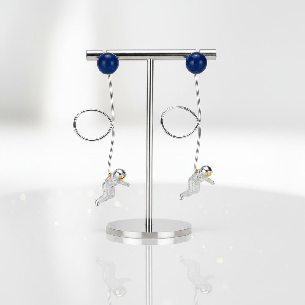 Space Odyssey Long Tassel Dangle Earrings-Black Diamonds New York