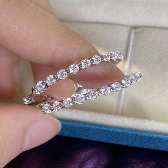Sparkle Round Cut Women's Hoop Earrings - Black Diamonds New York