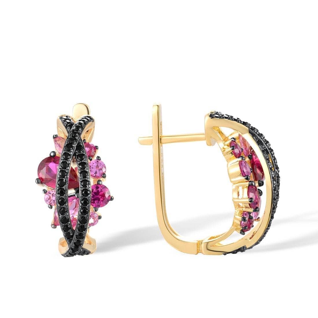 Sparkling Black & Pink Stones Jewelry Set-Black Diamonds New York