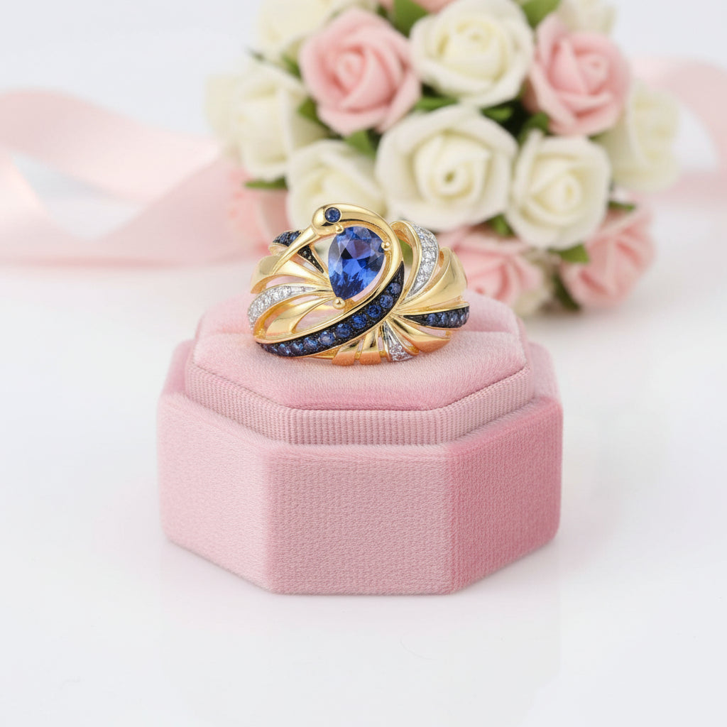 Sparkling Blue Spinel & Diamond Option Ring-Black Diamonds New York