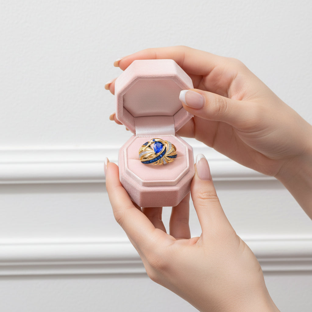 Sparkling Blue Spinel & Diamond Ring-Black Diamonds New York