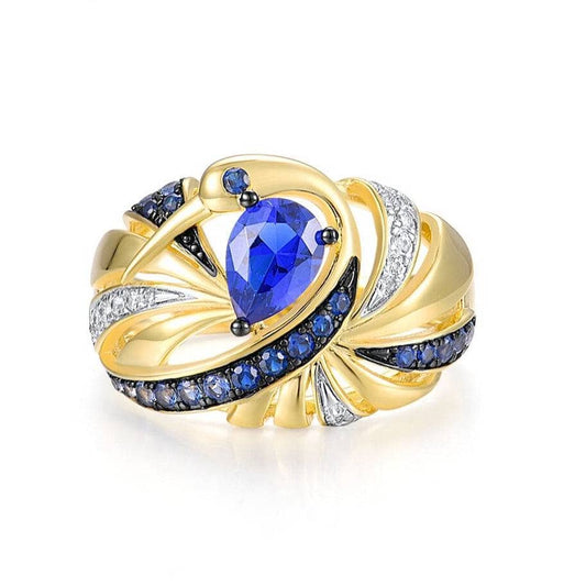 Sparkling Blue Spinel & Created Diamond Ring-Black Diamonds New York