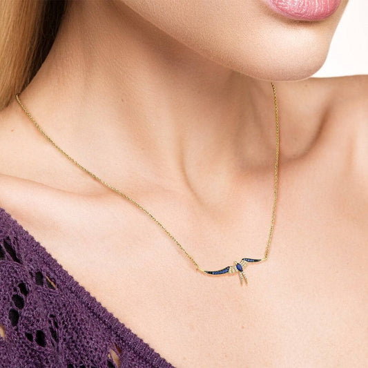 Spinel & Created Diamond Swallow Necklace-Black Diamonds New York