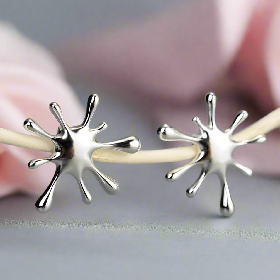 Splashing Metal Stud Earrings-Black Diamonds New York