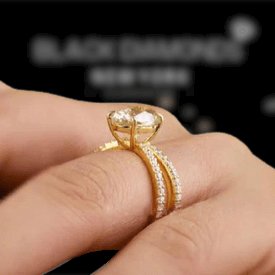 Split Shank Light Yellow Created Diamond Engagement Ring-Black Diamonds New York