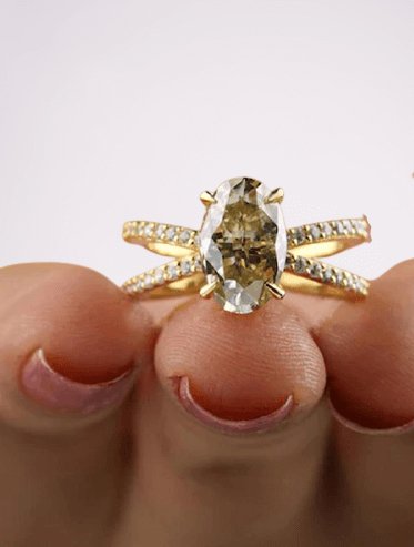 Split Shank Light Yellow Created Diamond Engagement Ring-Black Diamonds New York