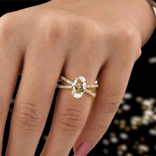 Split Shank Light Yellow EVN Stone Engagement Ring - Black Diamonds New York