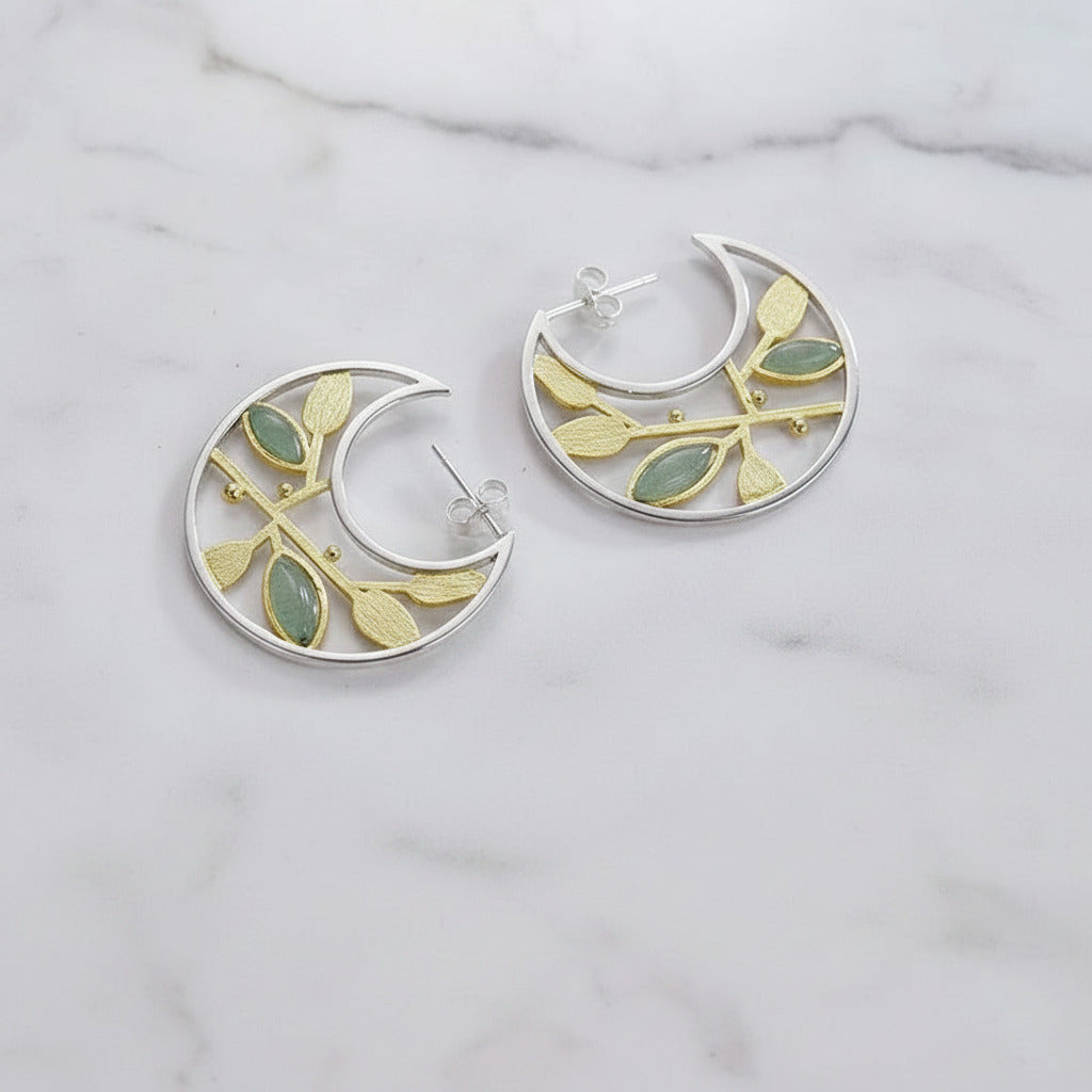 Spring in the Air Leaves Hoop Earrings-Black Diamonds New York