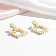 Square Pearl Earrings-Black Diamonds New York