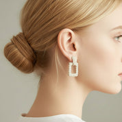 Square Pearl Earrings-Black Diamonds New York