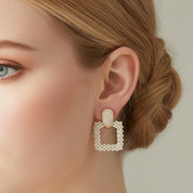 Square Pearl Earrings-Black Diamonds New York