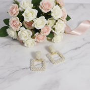 Square Pearl Earrings-Black Diamonds New York