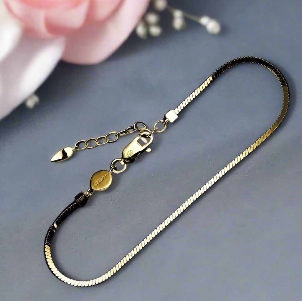 Square Snake Bone Bracelet In Sterling Silver-Black Diamonds New York