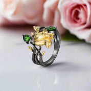 Squirrel Garnet Gemstone Ring-Black Diamonds New York