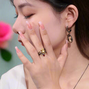 Squirrel Garnet Gemstone Ring-Black Diamonds New York