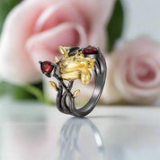 Squirrel Garnet Gemstone Ring-Black Diamonds New York