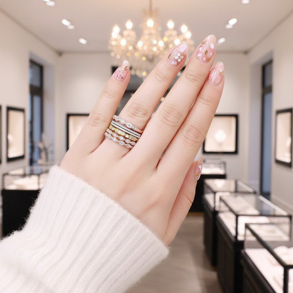 Stackable Eternity Wedding Ring-Black Diamonds New York