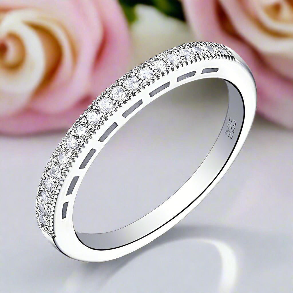 Stackable Round Diamond Eternity Wedding Band-Black Diamonds New York
