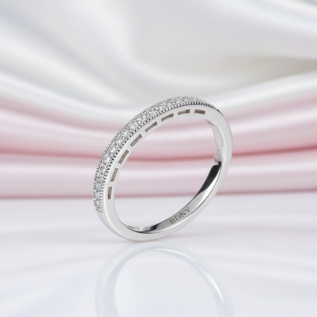 Stackable Round Diamond Option Eternity Wedding Band-Black Diamonds New York