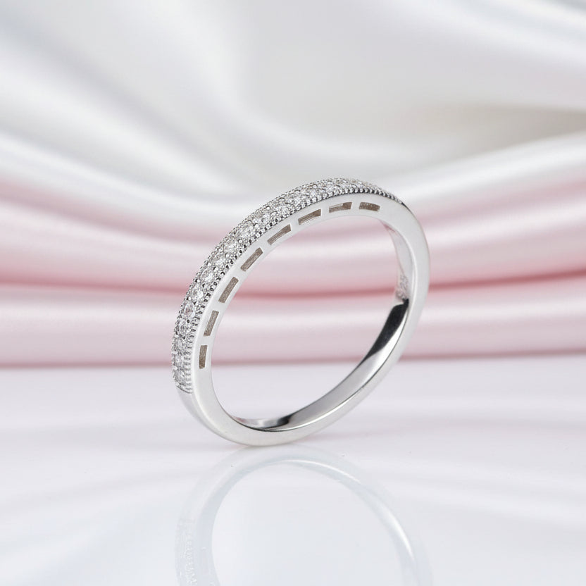 Stackable Round Diamond Option Eternity Wedding Band-Black Diamonds New York