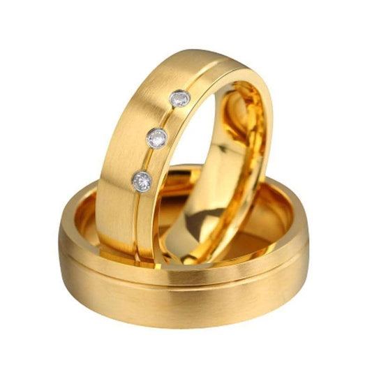 Stainless Steel Gold Plated His And Hers Ring Band